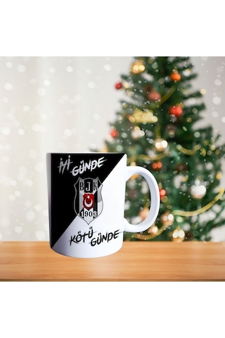 Kara Kartal Taraftar Porselen Kupa 086 Beyaz