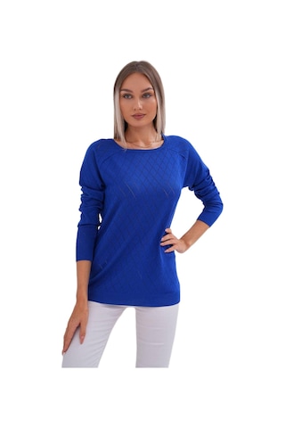 Kadın Baklava Dilimi Desenli Kazak 12781 Bgl-st04110 Saks Mavi