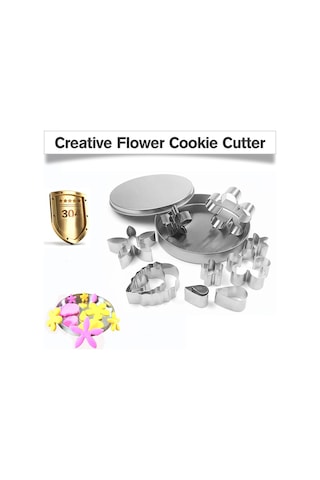 Qingmipy 12 Parça Paslanmaz Çelik Kurabiye Kalıbı Seti - Çiçek, Yaprak Şekilli - Çocuklar İçin Eğlenceli Pişirme Aletleri Çok Renkli