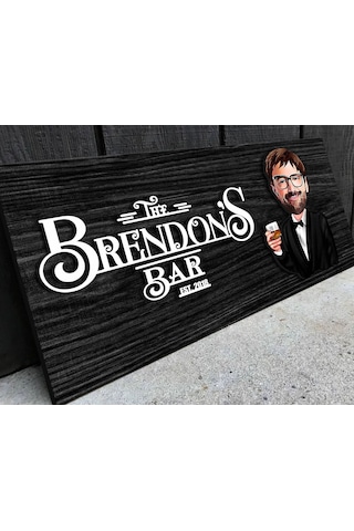 Bk Gift Kişiye Özel Karikatürlü Kabartma Tasarım Siyah Ebony Ahşap Bar Tabelası, Home Bar Tabela, Rustik Ev Dekorasyonu, Duvar Dekoru-1
