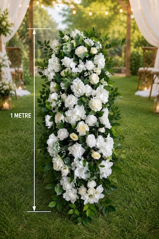 1 Metre Yapay Beyaz Gül Ve Ortanca Düğün Yol Çiçeği Nikah & Kır Düğünü Dekoru Gelin Yolu Süsü Çok Renkli