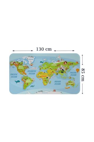 Eğitici Dünya Haritası Dünya Atlası Çocuk Ve Bebek Odası Duvar Sticker-85x130-3778 Çok Renkli