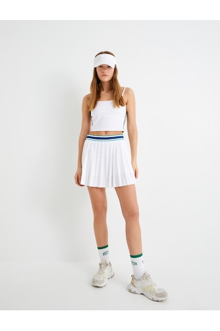 Koton Askılı Kısa Spor Atlet Yanları Çizgili Slim Fit Beyaz 4sak30058nk Beyaz