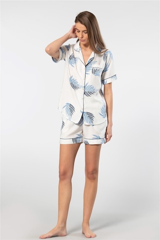 Türen 3605 Kadın Kısa Kollu Şortlu Gömlek Pijama Takım-ekru Ekru