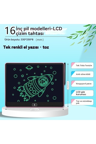 Tcherchi 16 İnç Lcd Yazı & Çizim Tableti - Çocuklar İçin Stilüs İle Eğitici Grafik Tableti