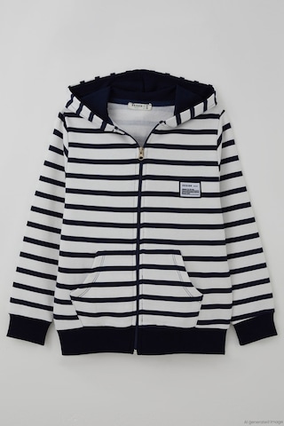 Breeze Erkek Çocuk Hırka Fermuarlı Cepli Kapüşonlu 4-8 Yaş , Beyaz