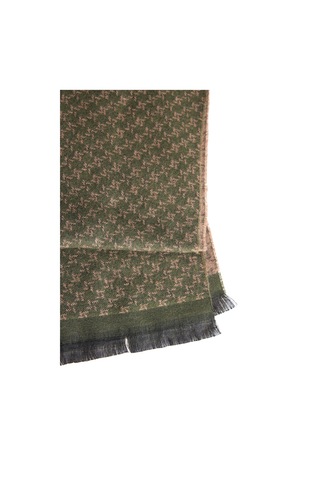 Erkek Yesıl Bej Desenli Standart Fit Atkı Yesıl Bej