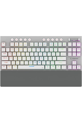 Rampage Beru Beyaz 2.4g + Bt Wireless Red Swıtch Mekanik Gaming Oyuncu Klavye Slim Low Profile Rgb Tkl