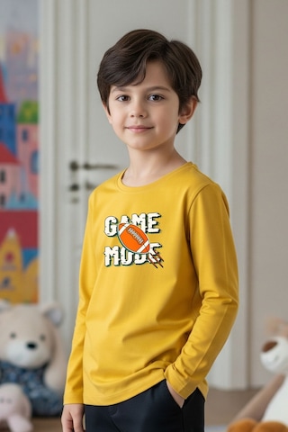 Fyk Kids Sıfır Yaka Game Mode Baskılı Erkek Çocuk Sweatshirt Sari
