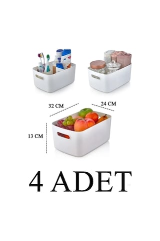 4 Adet 9.5 Lt Dolap Içi, Buzdolabı Düzenleyici, Banyo Organizer Sepet Beyaz