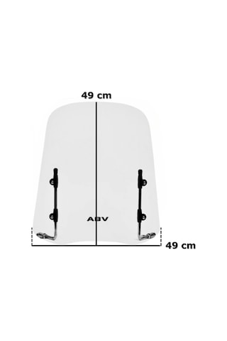 ABV Üniversal Şeffaf Siperlik 49 x 49 CM + Bağlantı Ekipmanı (Motosiklet Camı)