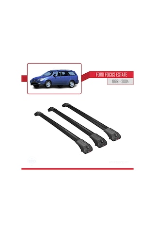 Ford Focus Estate C170 1998-2004 Arası İle Uyumlu Ace-1 Ara Atkı Tavan Barı Siyah 3 Adet Bar