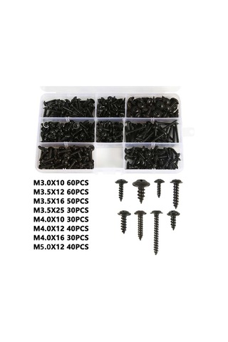 Nayomiglow Siyah Karbon Çelik Kılavuz Vidalar Rondelalı Yuvarlak Vidalar 17x10x3cm