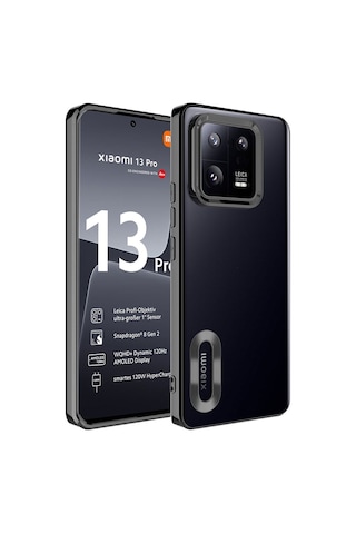 Xiaomi Mi 13 Pro Kılıf Kamera Korumalı Logo Gösteren Zore Omega Kapak Siyah