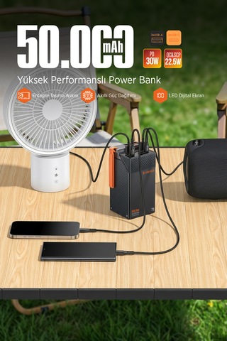50000mah Powerbank 30 Pd 22.5 Qc/scp Hızlı Şarj Dijital Göstergeli Taşınabilir Şarj Cihazı