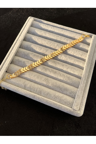 Balık Kılçığı Yassı Gold Kaplama Künye Kılçık Kararmaz Paslanmaz Unisex Bileklik