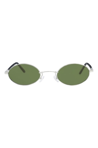 Unisex Gümüş Yeşil Cam Polarize Oval Güneş Gözlüğü 6005