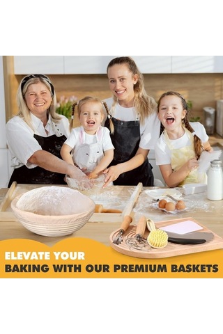 Maoyaya Madav Ekmek Pişirme Malzemeleri, Premium Yuvarlak Ekmek Banneton Sepet 2 Paket Astarlı - Brotform 8,5 İnç Natural