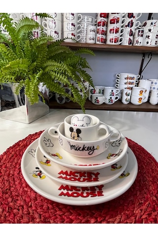 6 Parça Mickey Mouse Model Çocuk Bebek Yemek Takımı Beslenme Seti Çok Renkli