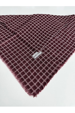 Eripek Desenli Flamalı Keten Eşarp- 06112 Bordo