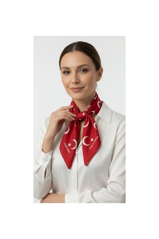 Mollycrush Unisex Kırmızı Ay Yıldız Desenli Bandana Günlük Saç Aksesuarı, Boyunluk Ve Etkinlik Fuları Ay Yıldız Desenli