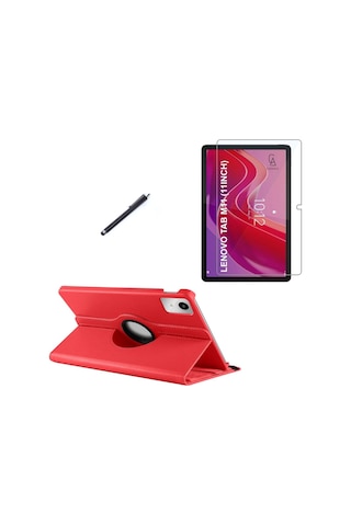 Lenovo Tab M11 Tb-330fu Uyumlu Kılıf Dönebilen Standlı Tablet Kılıfı + Ekran Koruyucu + Kalem