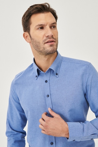 AC&Co / Altınyıldız Classics Slim Fit Dar Kesim Düğmeli Yaka Pamuklu Oxford Erkek Gömlek Koyu Mavi