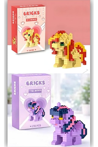 Brıcks Pony Figür Seti 2 Li Twilight Sparkle & Sunset Shimmer Yapı Blok Koleksiyonluk Hobi