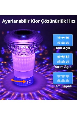 Greentech Güneş Enerjili, Klor Hazneli, Kumandalı Havuz Led Aydınlatma 1 Adet/gt-pl01