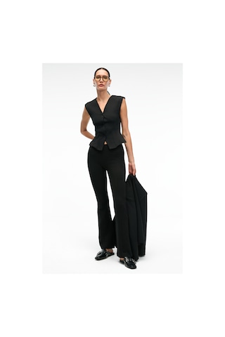 Grımelange KALYYSIA Kadın Yüksek Bel Geniş Paçalı Slim Fit Siyah Pantolon