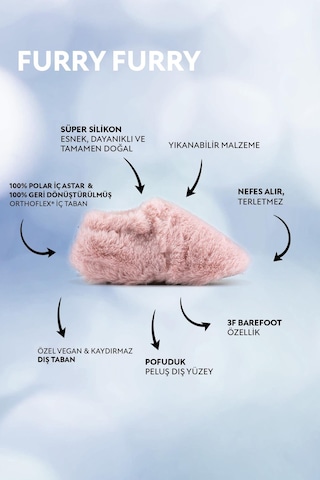 Furry Kırık Beyaz Kürk Barefoot Patik Kırık Beyaz