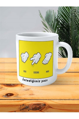 Taş Kağıt Makas Baskılı Kupa Bardak Kişiye Özel Desen 1 Çok Renkli