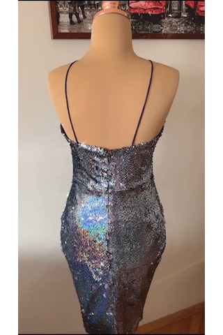 Chica Rosa Fashion Pullu Dekolteli Diamond Midi Elbise