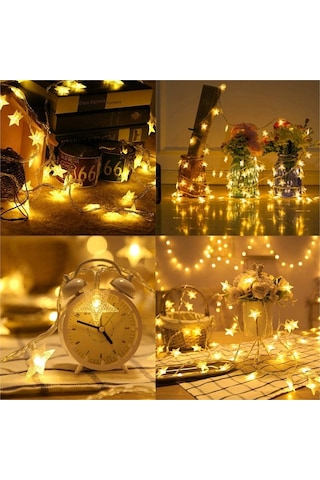 Mobgift 3 Metre Sarı Işık Yıldız Led Dize Dekoratif Aydınlatma Pi Sarı