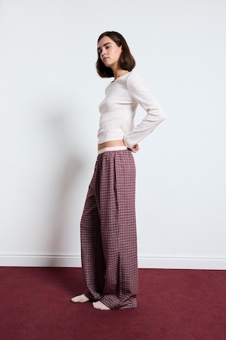 Defacto Regular Fit Bisiklet Yaka Uzun Kollu Üst Ekose Desenli Geniş Paça Alt Flanel Pijama Takımı H4398ax26aubr285 Bordo-br285