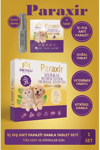 Mengu Petcare Paraxir Kedi Köpek İç Dış Anti Parazit Uzaklaştırıcı Bitkisel Damla Ödül Tablet Seti Bit Pire Giderici 4 Lü Set Mengu Petcare Paraxir Kedi Köpek İç Dış Anti Parazit Uzaklaştırıcı Bitkisel Damla Ödül Tablet Seti Bit Pire Giderici 4 Lü Set