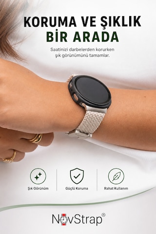 Novstrap Samsung Galaxy Uyumlu Apple Watch Uyumlu 8 44mm İle Sert Pc Kasa Ve Cam Ekran Koruyucu 360 Tam Koruma