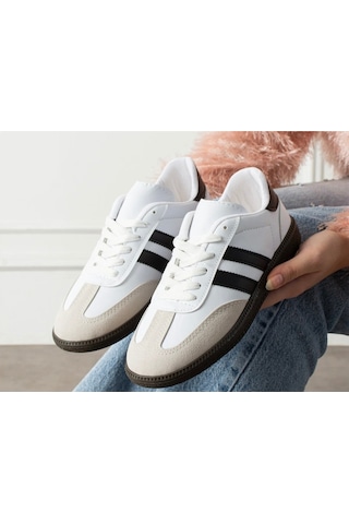 Wipper Retro Serisi Vintage Tasarım Günlük Sneakers Old Money Stil Şık Ve Rahat Kadın Spor Ayakkabı Beyaz - Siyah