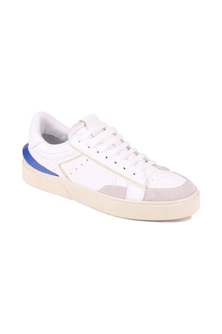 Shoetyle - Beyaz Hakiki Deri Bağcıklı Erkek Sneaker 666-23-1253 Beyaz