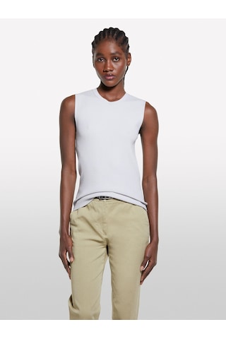Sisley Viskoz Karışımlı Kolsuz Slim Fit Triko Bluz Kadın Gri Bluz - 325p17q3m105s