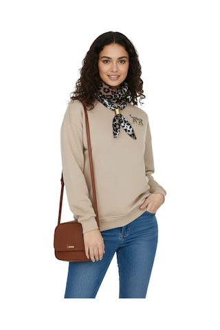 Baglan Kadın Spor Sıfıryaka Sweatshirt Fular Lı Bgl-st05062 Bej