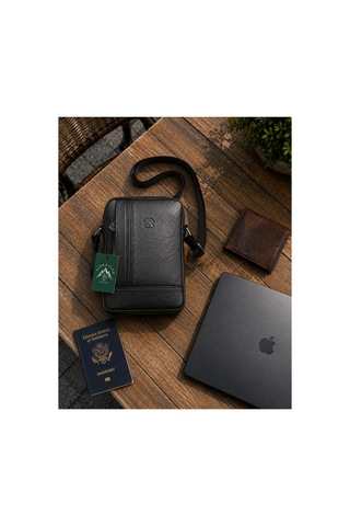 Alphaclub Bag Erkek Mat Siyah Hakiki Deri Postacı El Ve Omuz Çantası Orta Boy