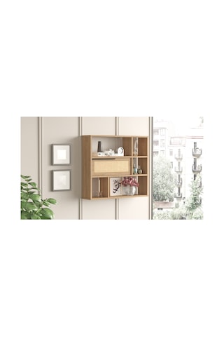 Robin Home Lidya Duvar Rafı Kitaplık Kapaklı Uv Baskı Sepet-jüt D