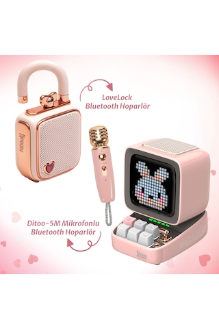 Divoom Ditoo-5m Karaoke Mikrofonlu Bluetooth Hoparlör Ve Ses Kayıt Özellikli Lovelock  Seti, P