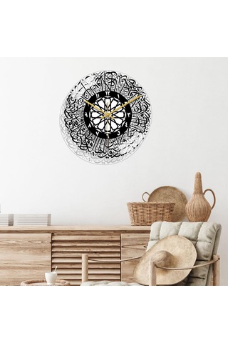 Homyl Akrilik İslam Duvar Saati Kuvars Sessiz Müslüman Saat Siyah