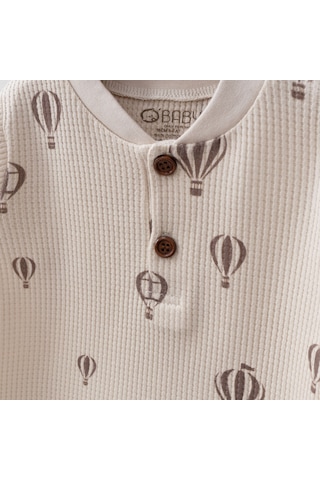 Balon Baskılı 2'li Takım Kahverengi - Krem