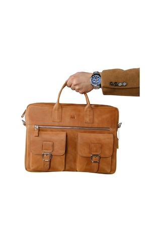 Mft Leather Hakiki Deri Laptop El Çantası Loreen 2230 Tiguan Camel