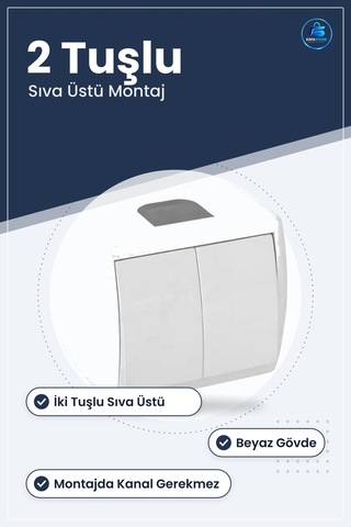 Komütatör Çiftli Sıva Üstü Lamba Anahtarı Beyaz Aydınlatma Ve Cih
