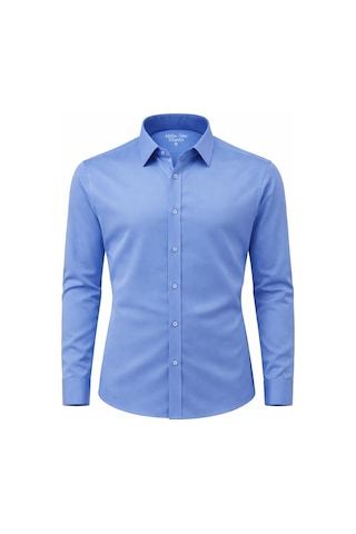 Atilla Özer Slim Fit Pamuk Saten Uzun Kol Erkek Gömlek - 7533 Mavi