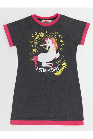 Denokids Mushi Astrocorn Kız Elbise Gri